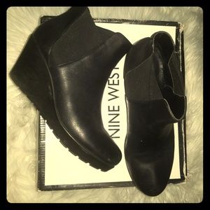 Nine West leather wedge ankle boots